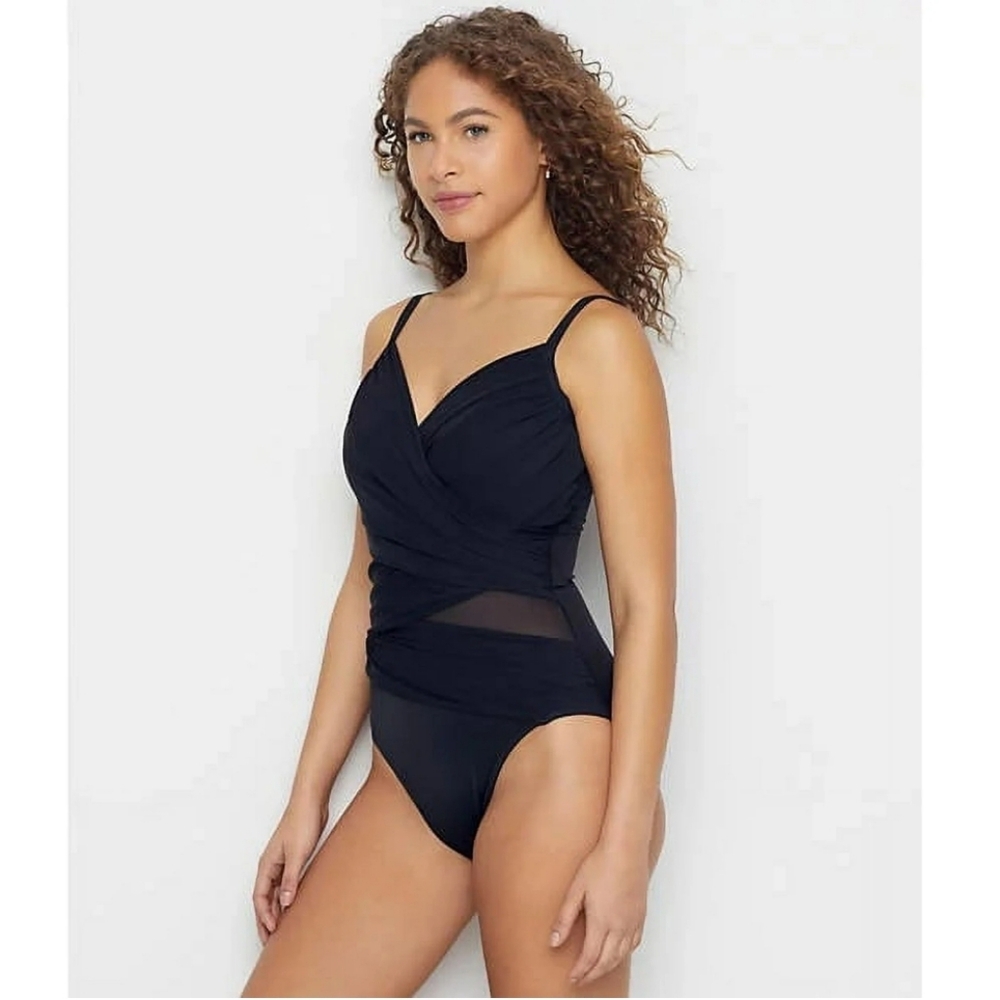 Miraclesuit Mystify Network One Piece Swimsuit In Black Size 16 - Picture 3 of 13